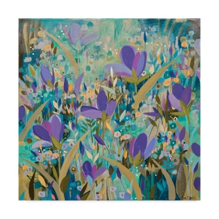 Sue Davis 'Purple Flowers Abstract Modern' Canvas Art,18x18